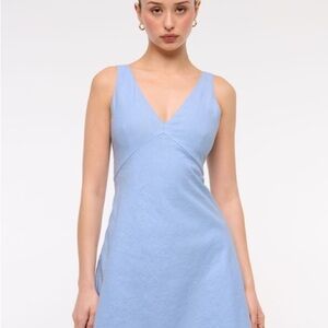 NWT - Abercrombie & Fitch Linen Mini Dress – XS – Petite Friendly – Soft Blue